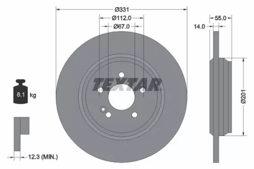 TEXTAR TEXTAR 92103303 1x TEXTAR 92103303 Brake Disc 