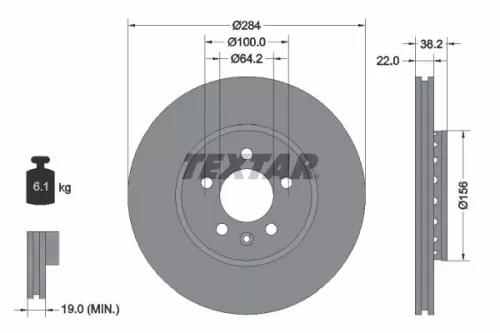 1x  TEXTAR Brake Disc