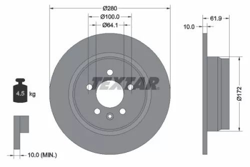 TEXTAR TEXTAR (92103500) 1x  TEXTAR Brake Disc 
