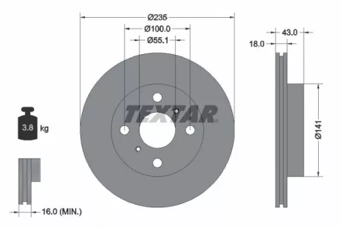1x  TEXTAR Brake Disc 92103603 235