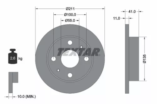 1x  TEXTAR Brake Disc 92103700 211