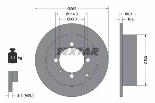 1x  TEXTAR Brake Disc 92104000 262
