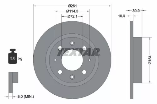 TEXTAR TEXTAR 92104300 1x TEXTAR 92104300 Brake Disc 