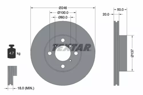 1x TEXTAR 92104500 Brake Disc