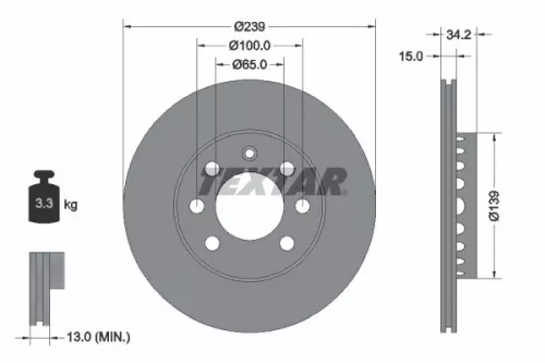 1x  TEXTAR Brake Disc 92106403 239