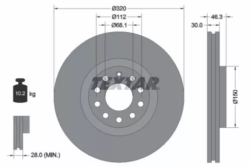 1x  TEXTAR Brake Disc 92106705 320