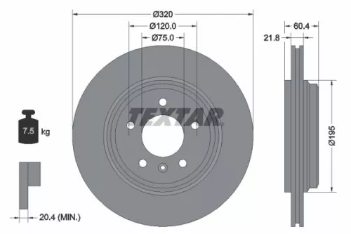 1x  TEXTAR Brake Disc