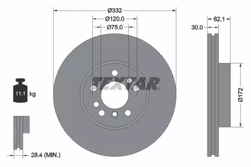 1x TEXTAR 92107205 Brake Disc