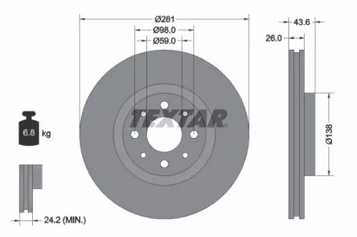 1x TEXTAR 92107703 Brake Disc