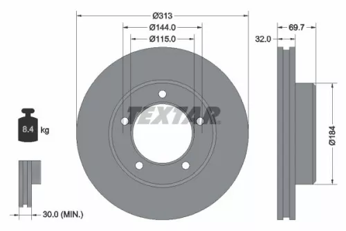 1x  TEXTAR Brake Disc 92108103 313