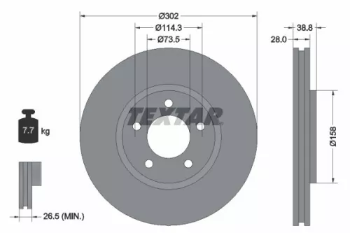 1x  TEXTAR Brake Disc 92108200 302