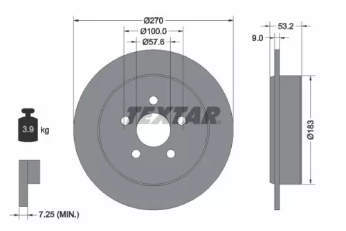 1x TEXTAR 92108600 Brake Disc