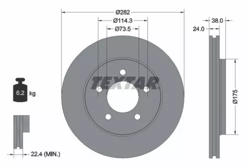 1x TEXTAR 92108700 Brake Disc
