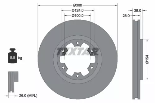 1x TEXTAR 92109500 Brake Disc