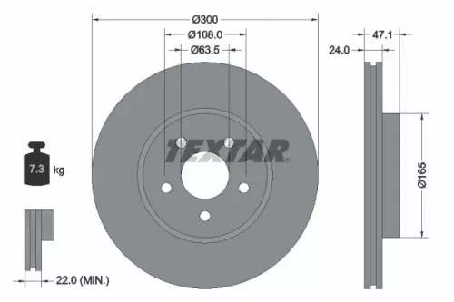 1x  TEXTAR Brake Disc