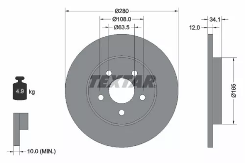 1x TEXTAR 92109703 Brake Disc