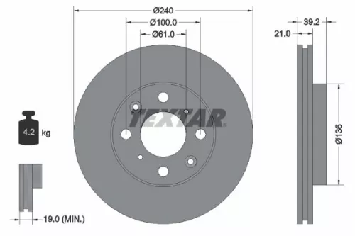 TEXTAR TEXTAR (92110300) 1x  TEXTAR Brake Disc 