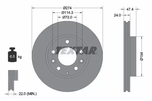 1x TEXTAR 92110400 Brake Disc