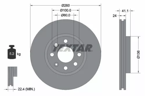 1x TEXTAR 92111103 Brake Disc