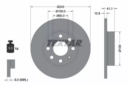 1x TEXTAR 92111303 Brake Disc