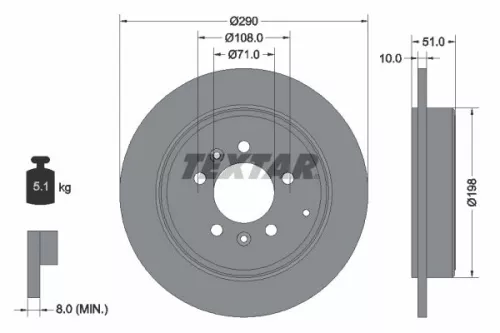 1x TEXTAR 92112000 Brake Disc
