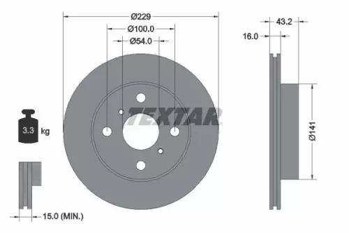 1x TEXTAR 92113200 Brake Disc
