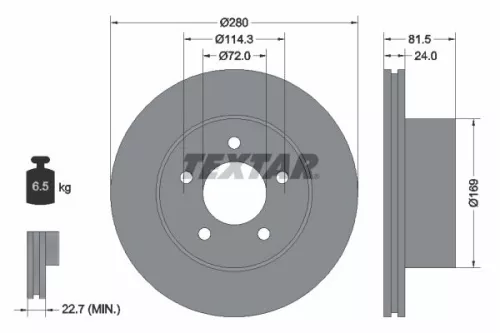 1x TEXTAR 92113500 Brake Disc
