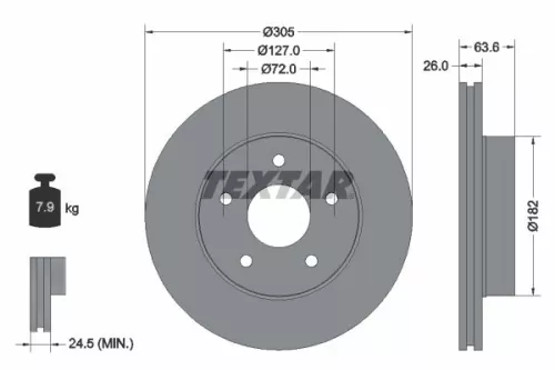 TEXTAR TEXTAR 92113600 1x TEXTAR 92113600 Brake Disc 