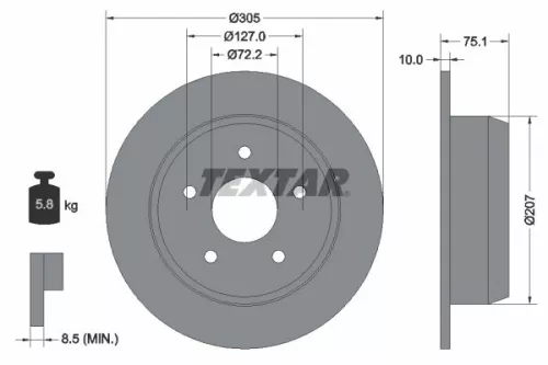 1x  TEXTAR Brake Disc 92113700 305