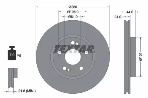 1x  TEXTAR Brake Disc 92113803 280