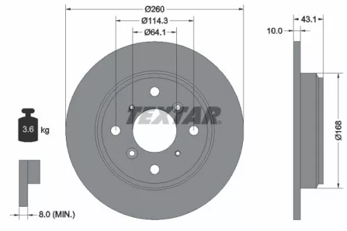 1x TEXTAR 92114300 Brake Disc