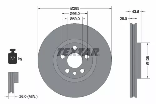 1x TEXTAR 92115003 Brake Disc
