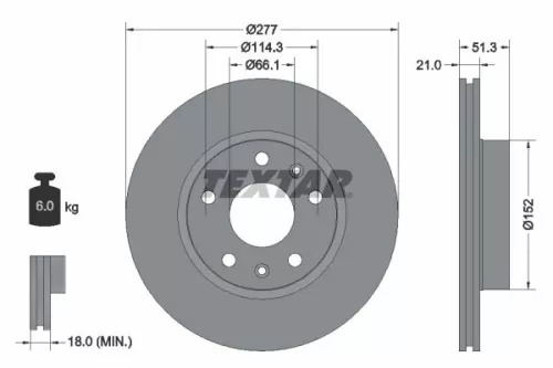 1x TEXTAR 92115703 Brake Disc
