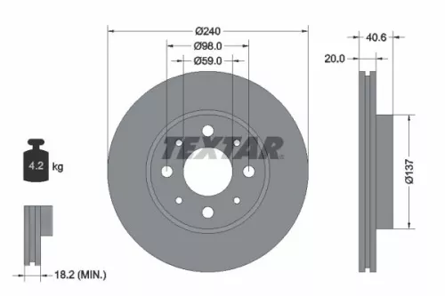 TEXTAR TEXTAR 92118003 1x TEXTAR 92118003 Brake Disc 