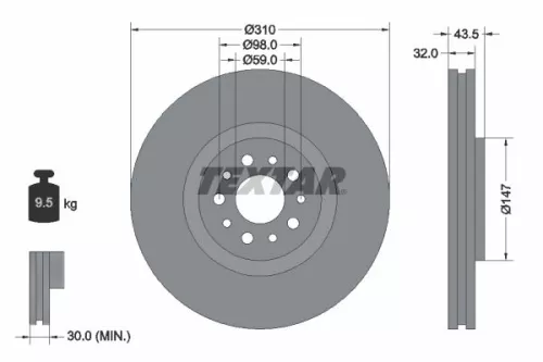 1x  TEXTAR Brake Disc 92118100 310