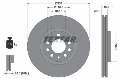 1x  TEXTAR Brake Disc