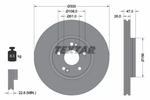 1x  TEXTAR Brake Disc