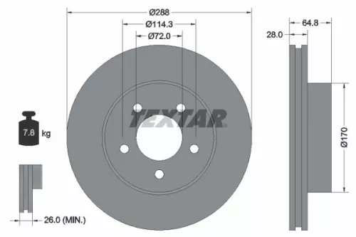 TEXTAR TEXTAR 92119705 1x TEXTAR 92119705 Brake Disc 