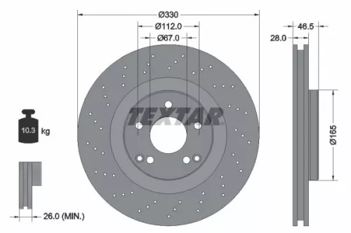 TEXTAR TEXTAR 92119805 1x TEXTAR 92119805 Brake Disc 
