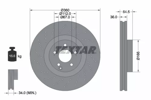TEXTAR TEXTAR 92120305 1x TEXTAR 92120305 Brake Disc 