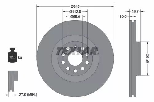 TEXTAR TEXTAR 92120605 1x TEXTAR 92120605 Brake Disc 