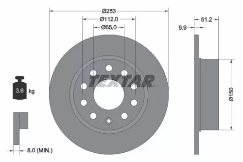 TEXTAR TEXTAR (92120903) 1x  TEXTAR Brake Disc 92120903 253 