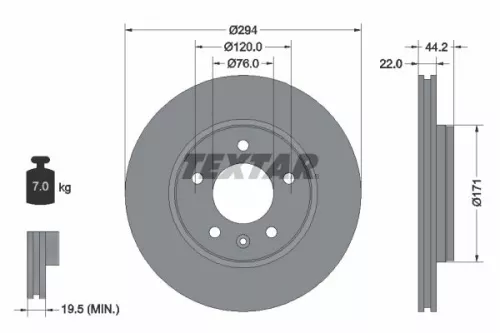 1x  TEXTAR Brake Disc 92121403 294