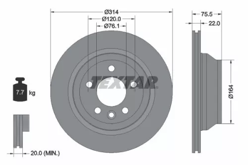 1x  TEXTAR Brake Disc