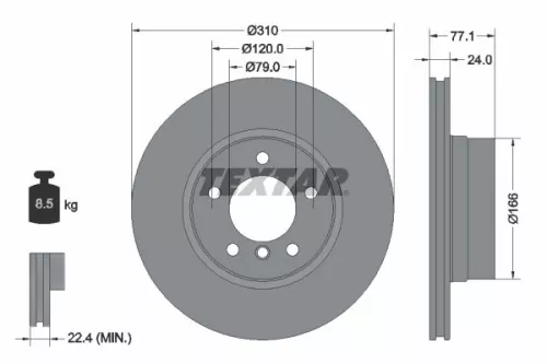 1x TEXTAR 92122505 Brake Disc
