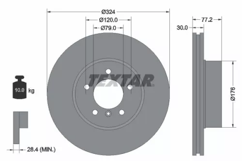 1x  TEXTAR Brake Disc 92122605 324