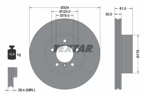 1x TEXTAR 92122805 Brake Disc
