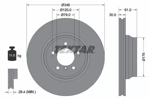 1x  TEXTAR Brake Disc 92122905 348