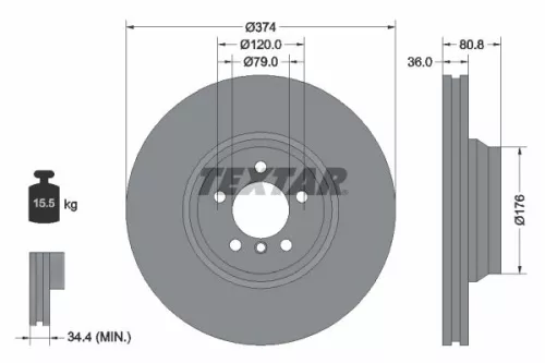 1x TEXTAR 92123003 Brake Disc