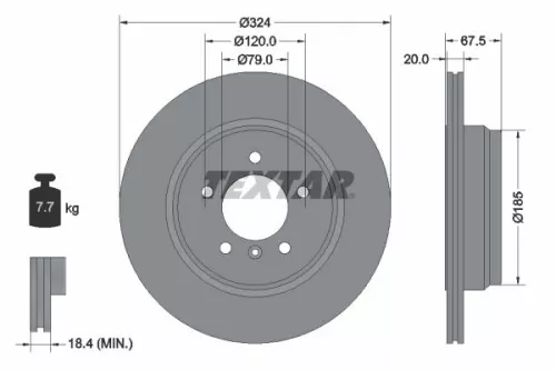 1x  TEXTAR Brake Disc 92123103 324